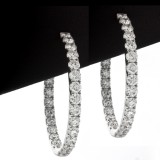 4.04 Cts. 18K White Gold Inside Out Diamond Hoop Earrings
